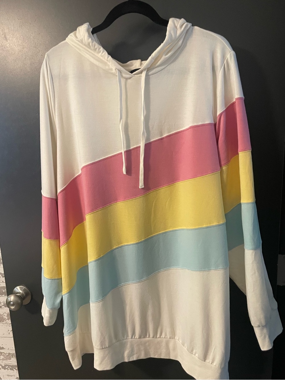 Torrid Colorblock Rainbow Hooded Tunic Sweatshirt Size 4 (4X)